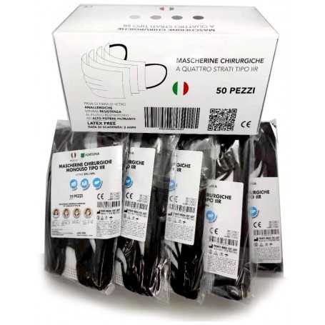 Mascherina chirurgica monouso Tipo IIR - NERA -  5x10PZ