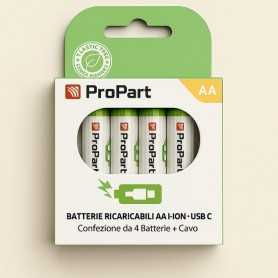 Batterie AA Ricaricabili USB‑C 1.5V 1250mAh - Confezione da 4