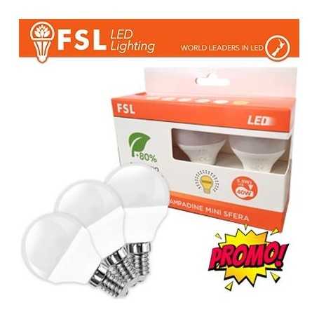 Lampada Mini Sfera E14: Confezione PROMO 3PACK - 6W 3000K