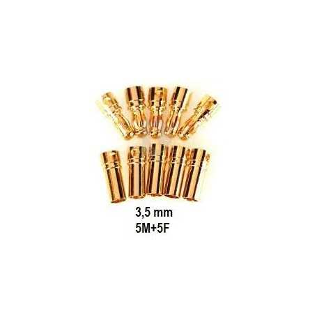 Connettore dorato 3.5 mm 5 maschi + 5 femmine