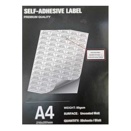 105x74cm 50Sheet Matt-Self adhesive A4/80g (8 labels/Sheet)