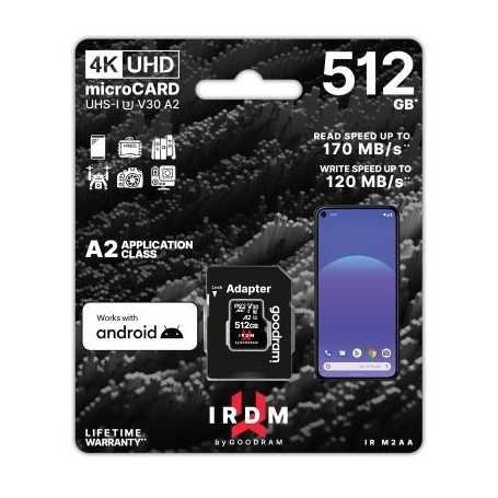 GoodRAM microSD IRDM 512GB UHS I U3 A2 + adapter - IR-M2AA-5120R12