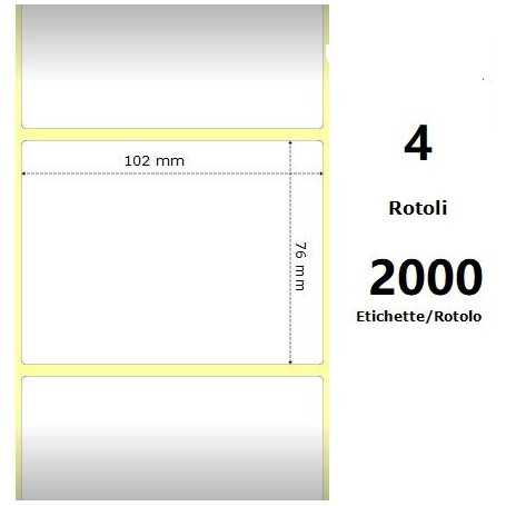 White 102x76mm, 2000 Et/Rotolo Z-1000D 4x3x 3 Core,circonferenza 178mm