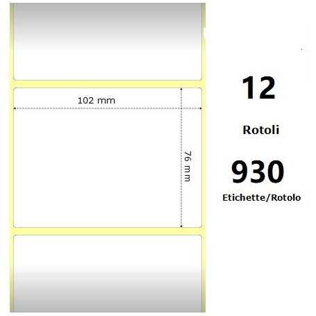 White 102x76mm,930 Et/Rotolo Z-4000D, 4x3x1 Core, 12 Rolls