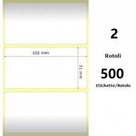 White 102x51mm, 500 Et/Rotolo Z-2000D 4x2x3 Core, 2 Rolls