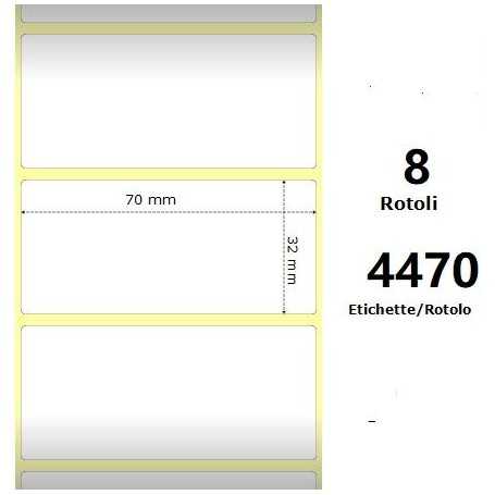 White 70x32mm,4470 Et/Rotolo Z-1000D,2.8x1.3x3 Core,8 Rolls