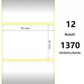 White 76x51mm, 1370 Et/Rotolo Z-2000D, 3x2x1 Core, 12 Rolls