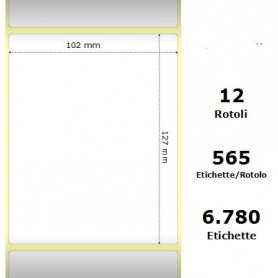 White 102x127mm,565 Et/Rotolo Z-2000D, 4x5x1 Core, 12 Rolls