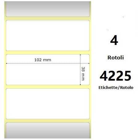 White 102x38mm, 4225 Et/Rotolo Z-2000D,4x1.5x3Core, 4 Rolls