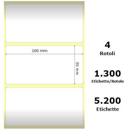 White 100x50mm,1300 Et/Rotolo Z-2000D,3.9x2x1 Core,circonferenza 108mm