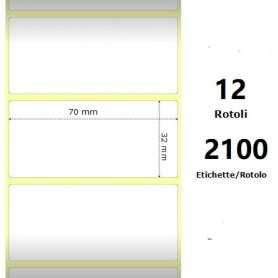 White 70x32mm,2100 Et/Rotolo Z-1000D,2.8x1.3x1Core ,12 Rolls