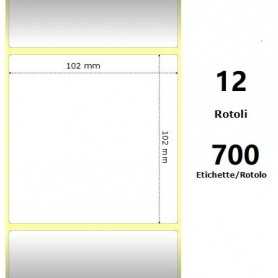 White 102x102mm, 700 Et/Rotolo Z-1000D,4x4x1 Core ,12 Rolls