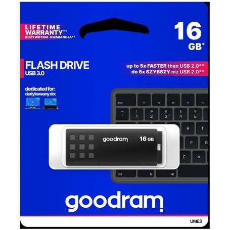 GoodRAM Pendrive 16GB BLACK USB 3.0 - retail blister - UME3-0160K0R11