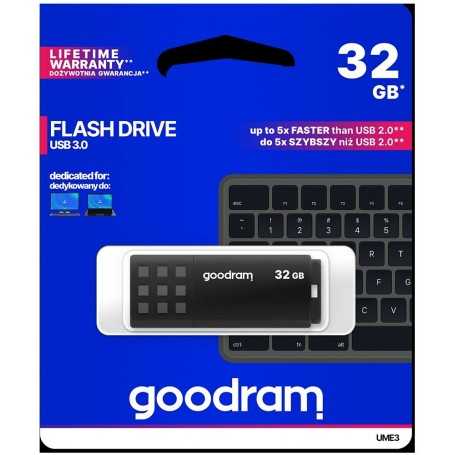 GoodRAM Pendrive 32GB BLACK USB 3.0 - retail blister - UME3-0320K0R11
