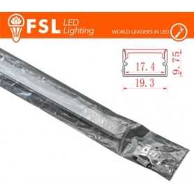KIT PROFILO ALLUMINIO 6063 - U - SILVER - cover opale - 2m - 9,5*19,5 - COB220V