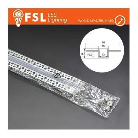 KIT PROFILO ALLUMINIO 6063 - RASO - SILVER - cover opale - 2m - 56*15