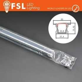 KIT PROFILO ALLUMINIO 6063 - INCASSO SILVER - cover opale - 2m - 25*15,42
