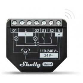 Shelly Plus 2PM Gen4 - Smart Relay Tapparelle 16A AC/DC WiFi/BT/Matter/Zigbe +PM