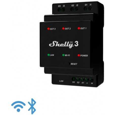 Shelly Pro 3 - IP Smart Relay contatto pulito DIN 3ch. LAN/WiFi/BT