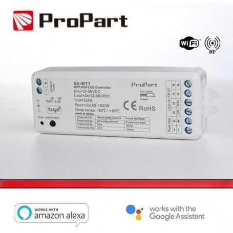 Ricevitore DIM +pulsante 12/36V DC,2CH*5A, Wi-Fi+RF 2.4G CCT