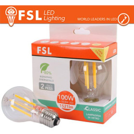 Lampada Filamento  A60  10.8W 3000K E27 - Confezione 2PACK