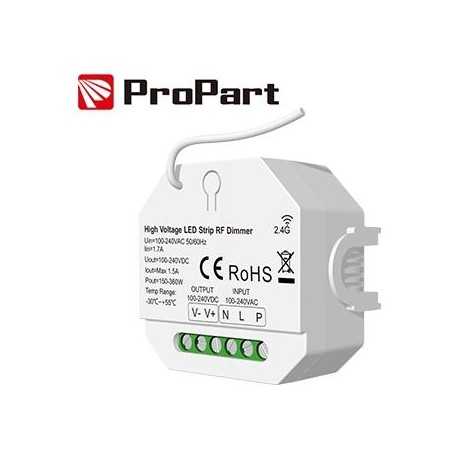 Dimmer RF LED 1 Canale - 1.5A, 100-240V per Strisce LED ad Alta Tensione