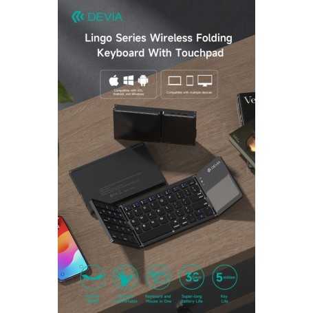 Tastiera e Touchpad bluetooth richiudibile Compatibile Microsoft, Android, Apple