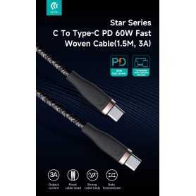 Cavo Intrecciato da C a C 60W 3A, 1,5 Metri Nero