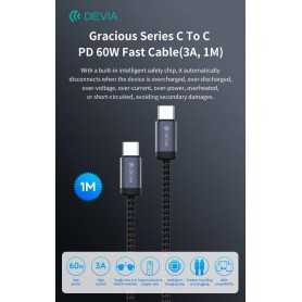 Cavo Devia da Tipo-C a Tipo-C PD 60W Alta velocita 1 Metro