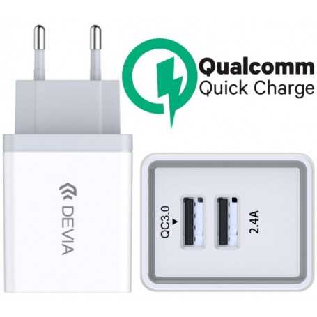 Carica Batterie Rapido Devia 2 Out USB QC3.0 2.4A 27W Nero
