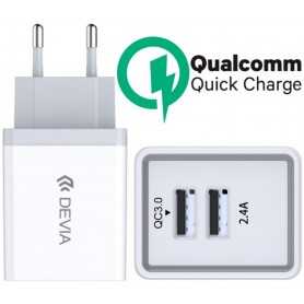 Carica Batterie Rapido Devia 2 Out USB QC3.0 2.4A 27W Bianco