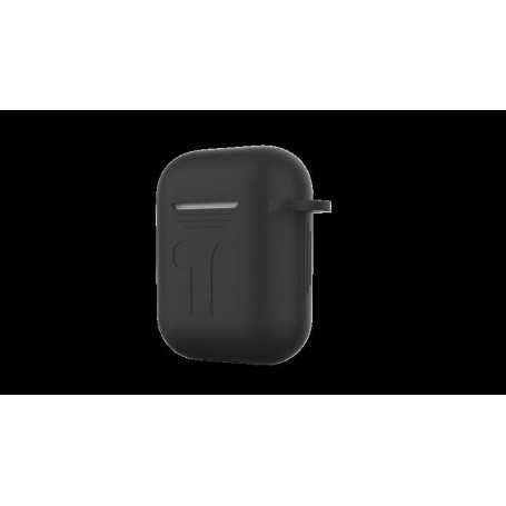 Custodia protettiva Nera in silicone per AirPods con gancio