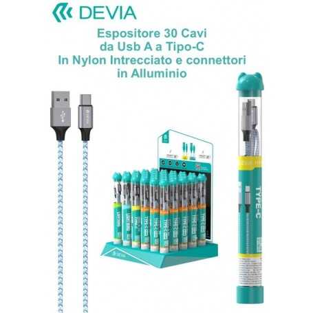 Espositore 30 cavi da Usb-A a Tipo-C in corda intrecciata