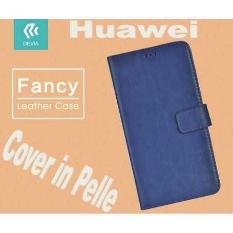 Custodia a Libro in Pelle Per Huawei P8 Lite Blu