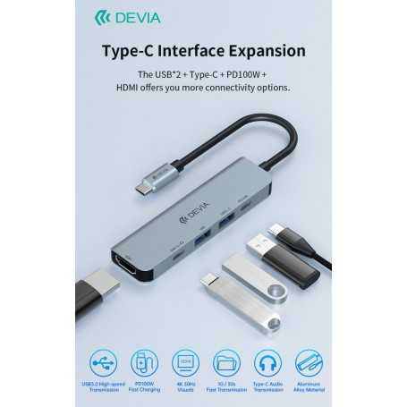 HUB 5 in 1 serie Leopard C a USB*2+C+PD 100W+HDMI 4K