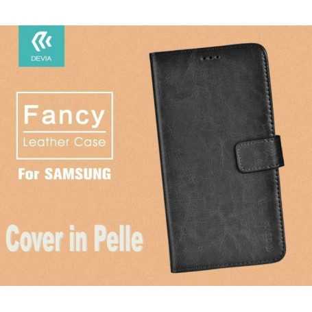 Custodia a Libro in Pelle Per Samsung Galaxy S6 Edge Nera