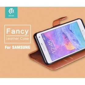 Custodia a Libro in Pelle Per Samsung Galaxy J1  Marrone