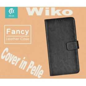 Custodia a Libro in Pelle Per Rainbow lite 4G Wiko Nera