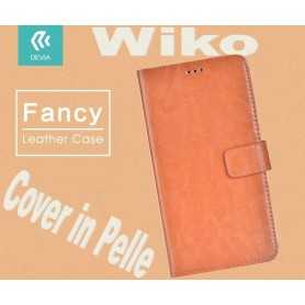 Custodia a Libro in Pelle Per Rainbow lite 4G Wiko Marrone