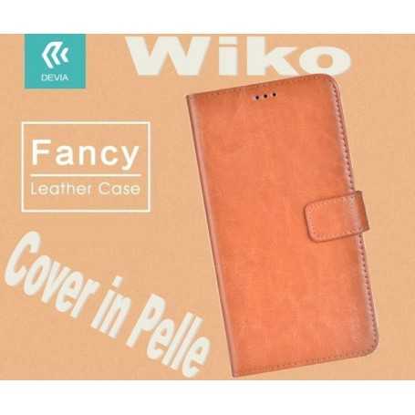 Custodia a Libro in Pelle Per Rainbow lite 4G Wiko Marrone