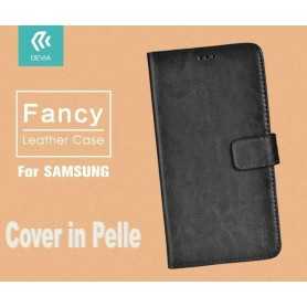 Cover a Libro in Pelle Nera Fancy per Samsung A7 2016
