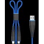 Cavo Fish 1 Devia 2 in 1 Apple iOS & Android M-Usb Blu