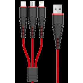 Cavo Fish 1 Devia 3 in 1 Apple iOS & Android C + M-Usb Rosso