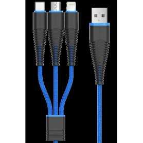 Cavo Fish 1 Devia 3 in 1 Apple iOS & Android C + M-Usb Blu