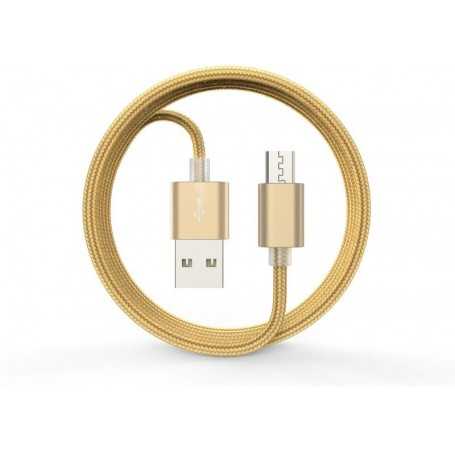 Cavo Dati Carica in Corda Android M-Usb 1.5mt C-Gold