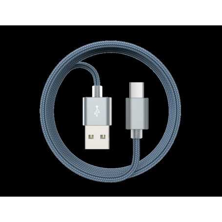 Cavo Dati Carica in Corda Android Type-C 1.5mt Grigio