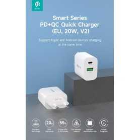 Carica batteria 2 uscite rapido PD+QC Usb-C + Usb-A 20 Watt