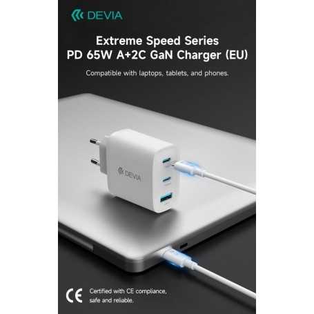 Carica batterie PD da 65 Watt GaN 2 uscite Tipo-C e una Usb A