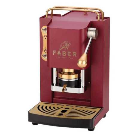 MACCHINA DA CAFFE' FABER PRO DELUXE PROCHERRYBASOTT PRESSACIALDA IN OTTONE CHERRY RED