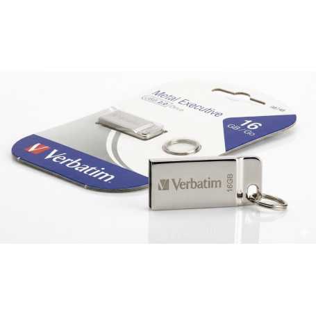 MEMORIA USB 16GB 2.0 VERBATIM METAL EXECUTIVE SILVER 98748